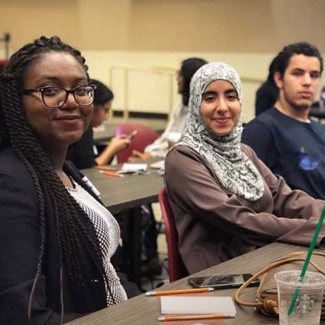 Students sitting in a classroom