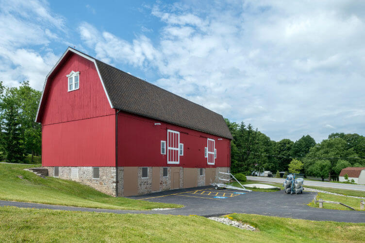 The exterior of the Red Barn.