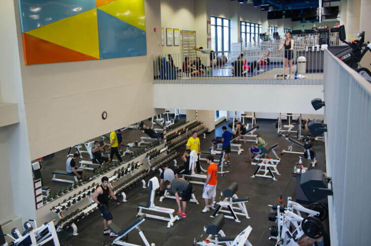 Students working out in the Wiedman Fitness Center.